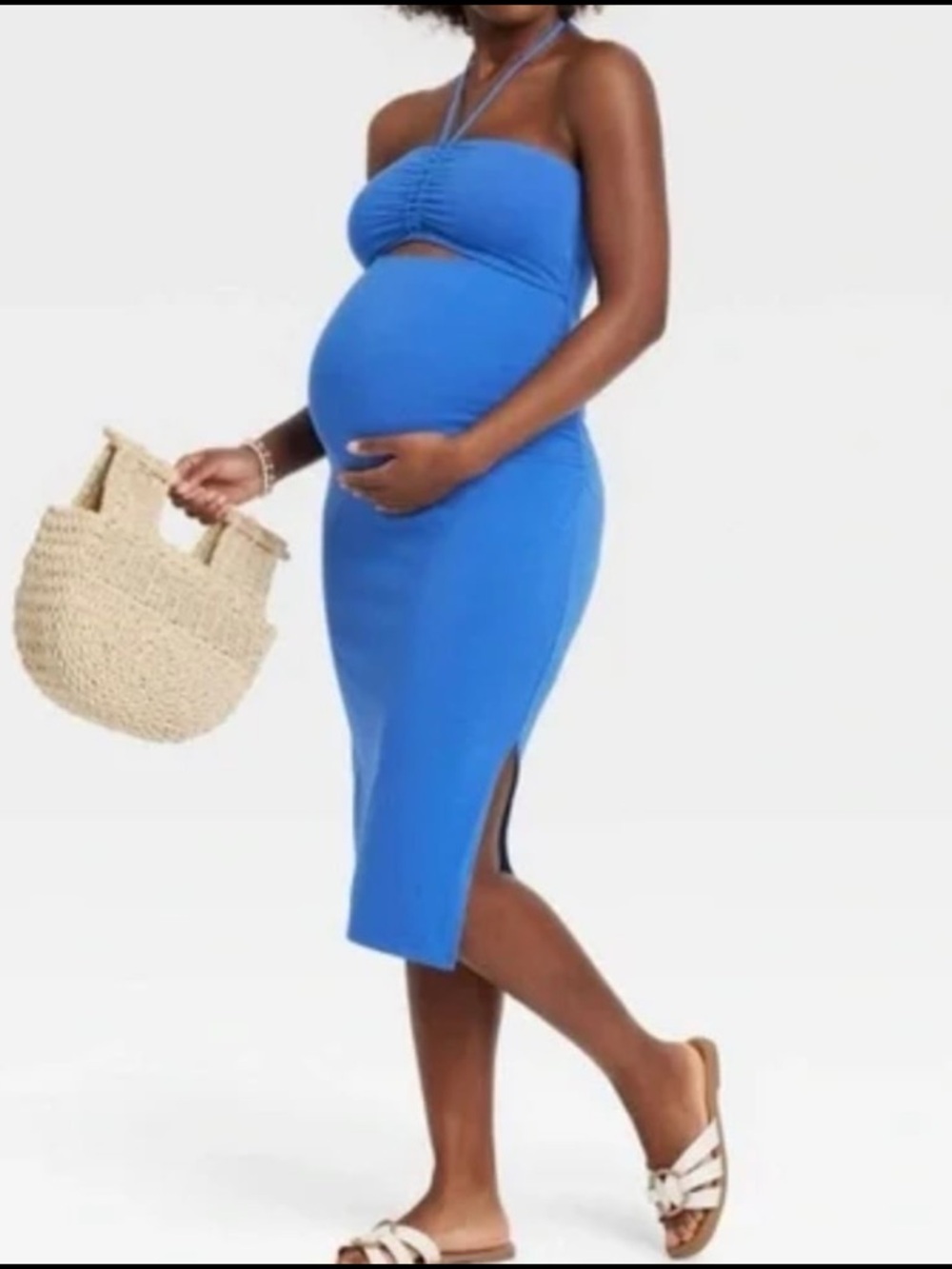 NEW Isabel Maternity Royal Blue Halter Midi Dress - Size XL